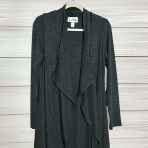 Joseph Ribkoff Women's Charcoal Gray Long Sleeve Shark Bite Knit Midi Dress US12